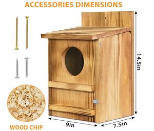 <span class=keywords><strong>Casetta</strong></span> per Gufo Personalizzata, Grande Nido per Uccelli Fatto a Mano in Legno con Apertura Circolare per Esterni, con Trucioli di Legno - Product Image 2