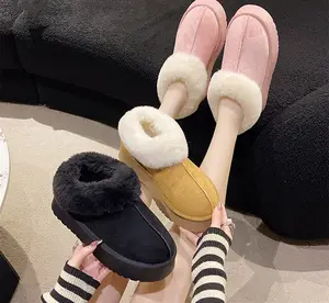 Wholesale Price Pink Furry Women Fur Plush Warm Women's Winter Ankle Shoes Snow Boots for ladies