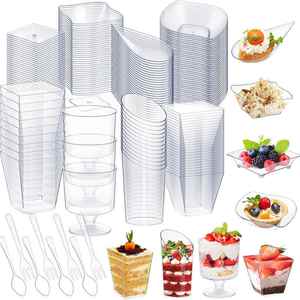 Ensemble de gobelets en plastique jetables, 8 styles, mini gobelets à apéritif, 2/3/4/5/6 oz, transparents, pour servir des fruits, de la crème glacée - Product Image 1