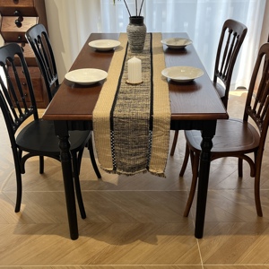 โต๊ะอาหารทันสมัย โครงไม้เนื้อแข็ง หน้าไม้ธรรมชาติ รูปทรงสี่เหลี่ยมผืนผ้า เหมาะสำหรับใช้ในบ้านและโรงแรม - Product Image 6