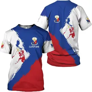 Wholesale Popular Custom logo Breathable Philippines Country Flag T shirts With 100% Polyester