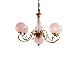 French Vintage Style Chandelier With <b>Pink</b> Glass Globes Multi Head E27 Led Light For Living Room Bedroom Dining Room - Product Image 4
