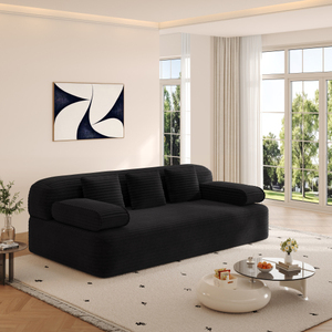 Canapé convertible moderne sans cadre 2-en-1 de 78,7 pouces avec 3 oreillers, en tissu velours côtelé moelleux, multifonctionnel 3 places pour villa - Product Image 4