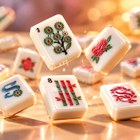 Jeu de tuiles de mahjong américain en acrylique à motif de coquille d'ormeau de luxe, 4 joueurs, tuiles personnalisées gravées à la main et peintes