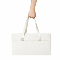 Sac fourre-tout pour ordinateur portable en feutre gris foncé, vente en gros d'usine, avec sangle en nylon réglable, plusieurs poches frontales, grand format, pour documents de bureau, imperméable, ouvert