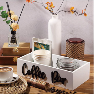 Boîte de support en bois rectangulaire Station à café Organisateur Bar pour <span class=keywords><strong>bureau</strong></span> Laque Station à café Organisateur Bar à café Boîte de support en bois - Product Image 3