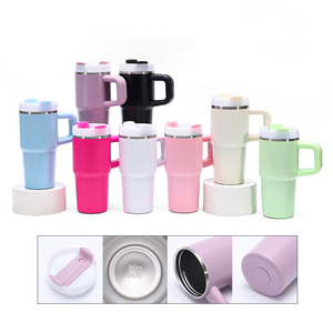 Gobelet de voyage isotherme à double paroi 14 oz en acier inoxydable 304 avec poignée, logo personnalisé, tasse portable pour café, vin ou autres boissons - Product Image 2