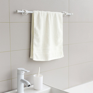 No Drill Telescopic Curtain Rod Adjustable Length Bathroom Kitchen Support <b>Pole</b> With Clips - Product Image 4