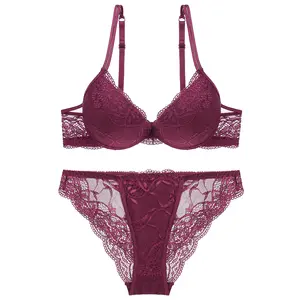 Conjunto de sutiã push-up, autêntico original, de alta qualidade, fio dental, conjunto de sutiã, roupa íntima, renda, lingerie sexy, roupa íntima feminina