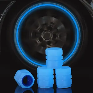 Capuchon de valve de pneu brillant à effet de fluorescence moyeu de roue couvre-tige de jante de pneu décoratif lumineux universel bouchon de valve de pneu