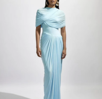Robes pour Femmes pour Occasions Spéciales, Robe Longue Plissée à Col Montant Style Châle, Robe Sexy et Ajustée Z1m
