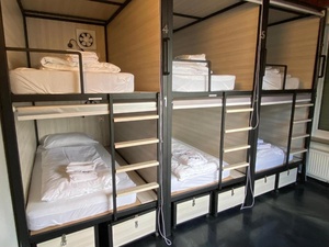 Cápsulas de Hostal con Estructura de Madera y Acero, 6 Camas, con Cajones Debajo de la Cama, Cápsula para Dormir, Madera y Acero - Product Image 4