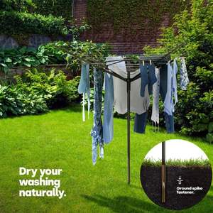 Heavy Duty 45m negro y gris rotatorio línea de lavado al aire libre tierra Spike cubierta plegable ropa Airer ABS organizador de ropa - Product Image 3