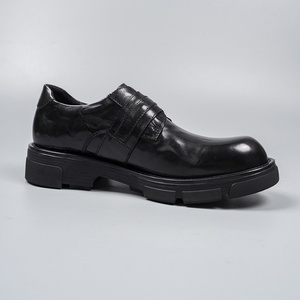 High Quality Men's Black Leather Derby <b>Shoes</b> Business Casual Durable Thick Sole Breathable Waterproof <b>Height</b> <b>Increasing</b> - Product Image 3