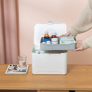 Caja de almacenamiento de Medicina de plástico para el hogar, caja de primeros auxilios, organización del hogar, botiquines funcionales con tapa - Product Image 3