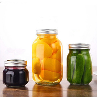 Frascos de Vidrio Vacíos al por Mayor para Conservas, de Boca Regular, de 5oz, 8oz, 13oz, 16oz, 25oz y 32oz, con Tapa, para Almacenar Alimentos Encurtidos