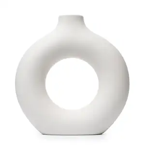 Popular nordic donut vas minimalism style home decoration modern geometric ceramic donut vase