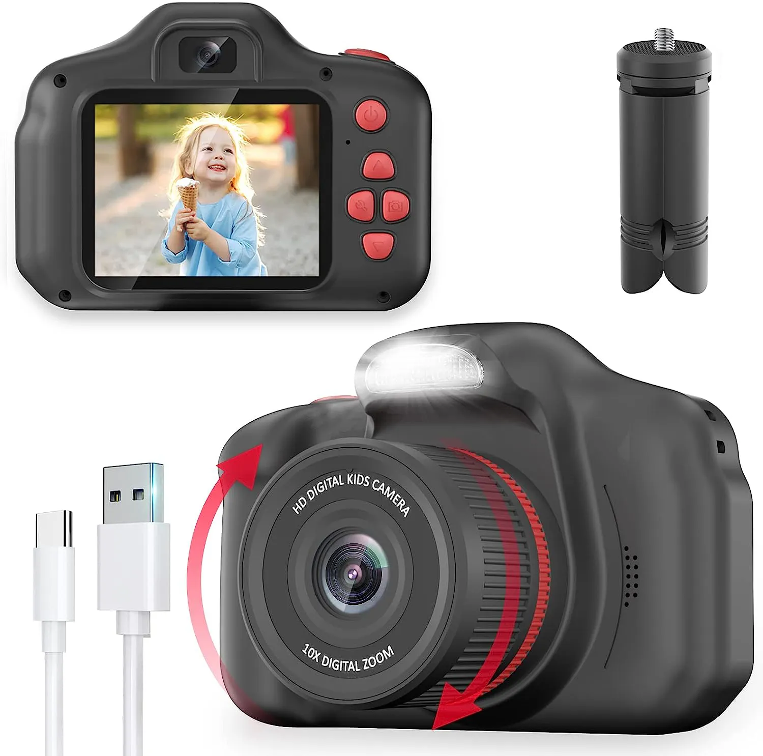 NEW X2 Pro Kids Digital Camera with LED and Tripod Innovative Toddler SLR Digital Camera for Ages 3-12 Year Old Children