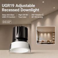 Plafonnier encastré LED COB 12W anti-éblouissement UGR19, orientable, découpe 75mm, projecteur intérieur LP-AJ8292-NR-23-1