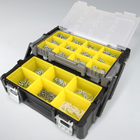 Boîte à outils de rangement de matériel portable de 18 pouces Boîte à vis avec compartiments amovibles pour courriers, chevilles et vis assortis