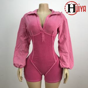<span class=keywords><strong>Tuta</strong></span> con Logo personalizzato da <span class=keywords><strong>donna</strong></span> Vintage manica lunga profondo scollo a V lavato tutine da <span class=keywords><strong>donna</strong></span> Body Suit da <span class=keywords><strong>donna</strong></span> tute da <span class=keywords><strong>donna</strong></span> tute da <span class=keywords><strong>donna</strong></span> - Product Image 1
