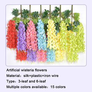Commercio all'ingrosso Multi colore finta ghirlanda pianta viti di seta fiori artificiali appesi glicine per la decorazione di nozze della parete di casa - Product Image 6
