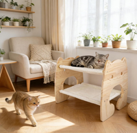 Lit hamac superposé en bois de pin de haute qualité, moderne, extra large, à 2 niveaux, pour animaux de compagnie, avec griffoir pour chat