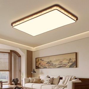 Lámpara de Techo LED Rectangular con Diseño de Grano de Madera, Estilo Chino Retro, Lámpara de Salón de Montaje en Superficie, 3 Años de Garantía - Product Image 2