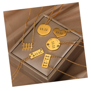 Joyería de moda signo cuadrado Ángel número <span class=keywords><strong>1111</strong></span> collar impermeable de acero inoxidable para mujer fino creativo regalo del Día DE LA MADRE 2024 - Product Image 1