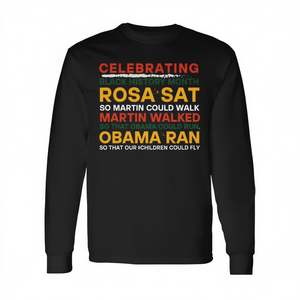 Maglietta a Maniche Lunghe per il Mese della Storia dei Neri, con Citazione Ispiratrice, Unisex, Girocollo, per Adulti, Promozionale - Product Image 3