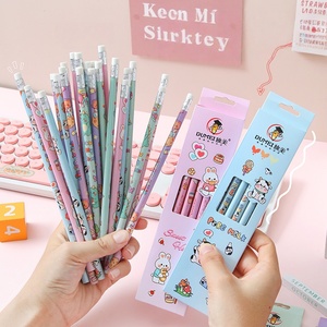 Juego de Papelería Escolar Económico para Niños, Lindos Lápices de Madera con Borrador, Diseño Kawaii de Dibujos Animados, 6 Piezas - Product Image 2