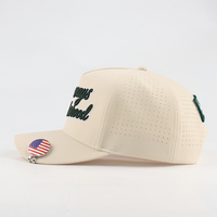 Gorra de Golf Premium Personalizada de 5 Paneles, de Poliéster, Impermeable, para Exteriores, con Parche Bordado y Clip para Insignia, Unisex, OEM, Venta al Por Mayor
