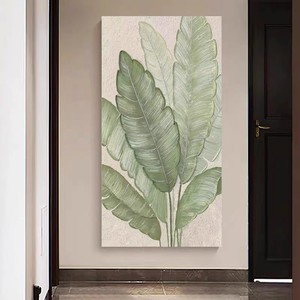 Pintura al Óleo Pintada a Mano, Hoja de Plátano, Arte Moderno Minimalista para la Entrada, Sin Marco, Estilo Impresionista, Decoración para Sala de Estar - Product Image 3