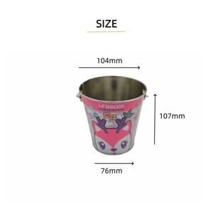 Seau en métal sur le thème de Noël, seau en métal personnalisé imprimé pour les cadeaux d'enfants - Product Image 2