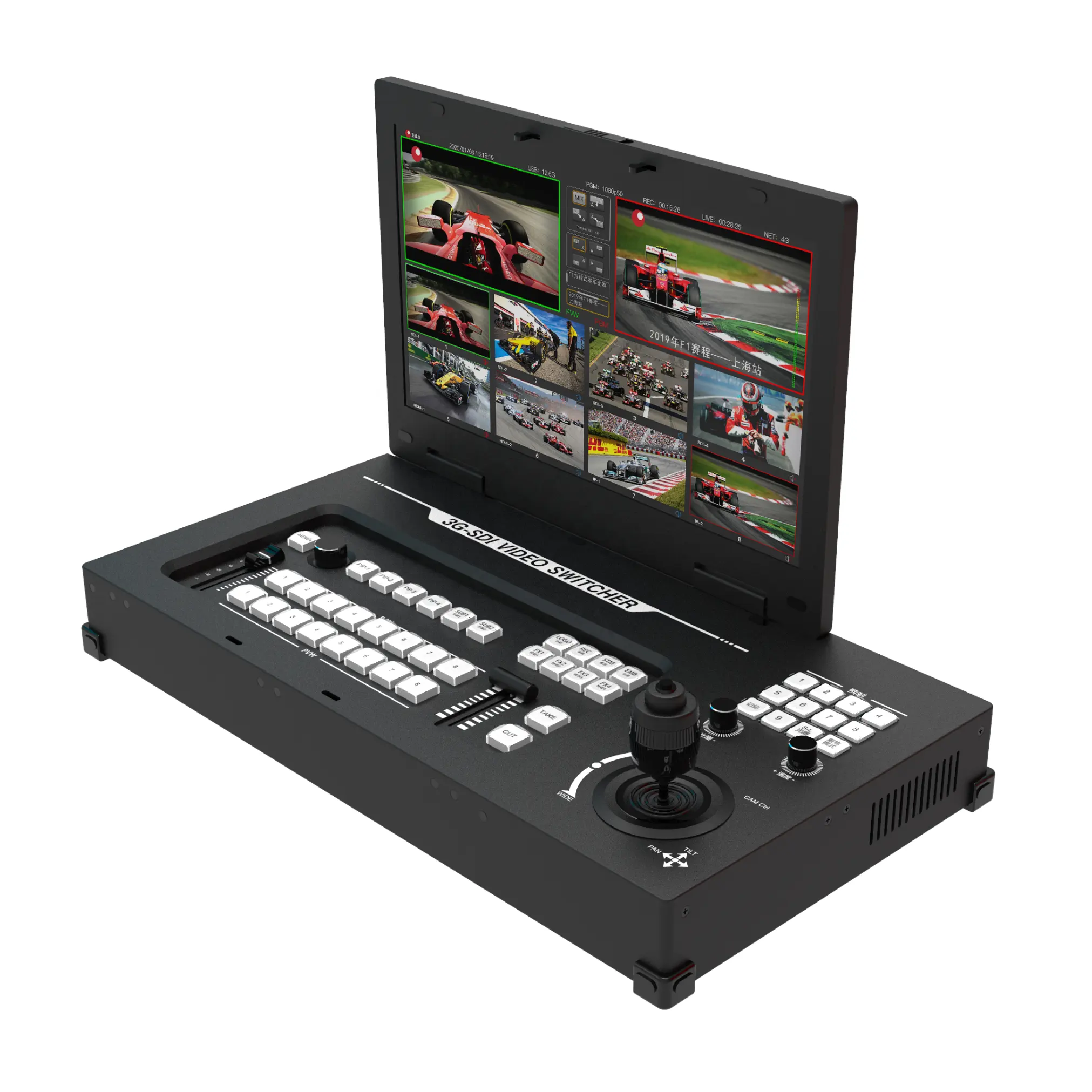 Desain Baru 8 Saluran Produksi Langsung SDI H DMI Multi Kamera Pengalih Mixer Video dengan Joystick Kontrol Kamera PTZ untuk Siaran