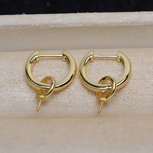 Pendientes Lisos en Forma de U de Plata S925 con 10-12 Perlas, Bandeja de Accesorios de Joyería DIY 4992, Accesorio de Moda - Product Image 1