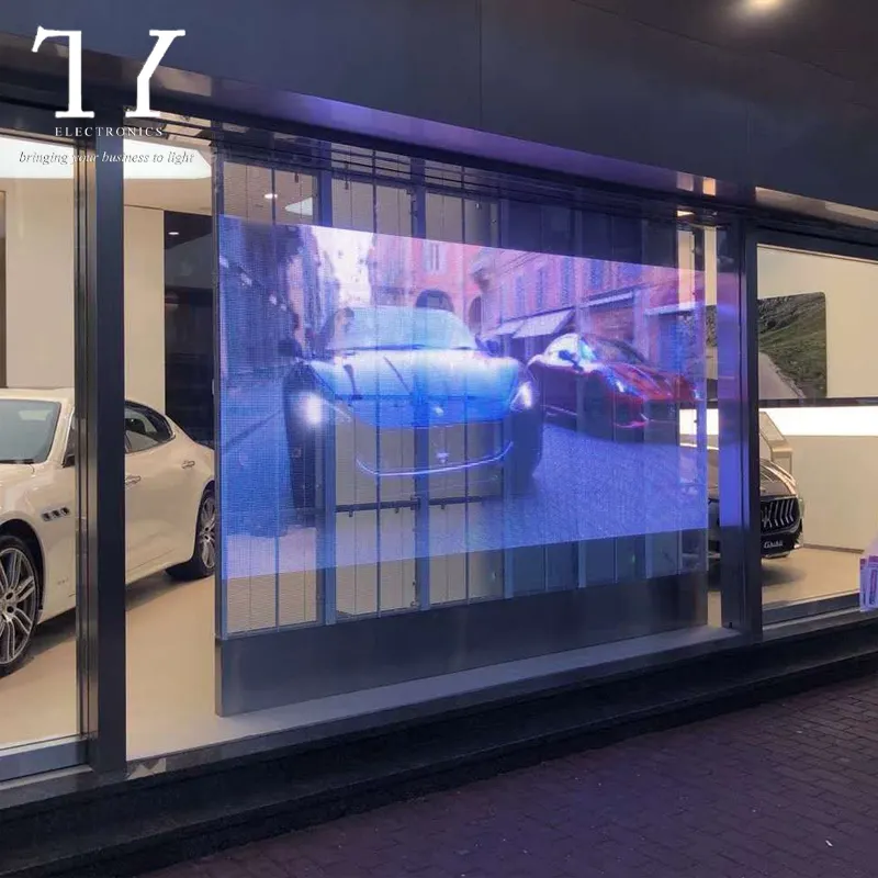 Car Showroom 4S Shops 5000 nits IP 65 P 3.91-7.82 transparent led video wall display