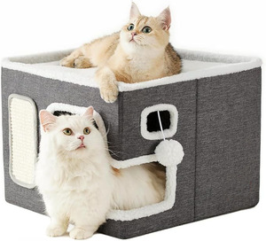 Wholesale Cat <b>Bed</b> Indoor Pets House With Scratch <b>Pad</b> Custom Washable Plush Cat Play House Convenient Foldable Luxury Cat <b>Bed</b> - Product Image 2