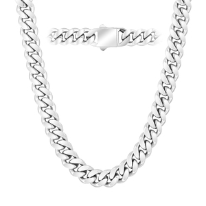 10mm kalung Kuba 925 perak murni berlapis 316L baja tahan karat tanpa noda HipHop perhiasan Pria Wanita rantai rantai rantai rantai Kuba - Product Image 1