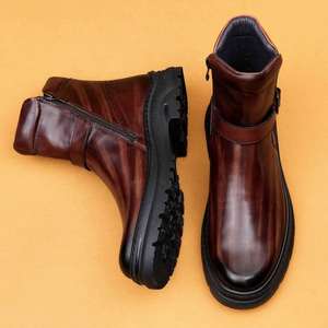 Nouvelles Bottes Chelsea Homme 2025 à Bout Pointu en Cuir Véritable Brillant Style Britannique Automne Hiver Décontracté Habillé Respirant - Product Image 6