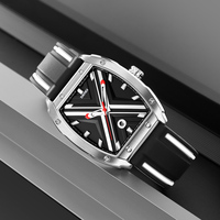 Montre à quartz carrée Skmei 9364 pour homme avec verre cristal, aiguilles, bracelet en gel de silice, étanche 10m, style affaires, motif dessin animé, antique