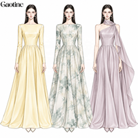 Robe de soirée formelle plissée longue à col bateau et manches longues, taille haute, coupe trapèze, pour femme, personnalisable OEM/ODM, vente en gros