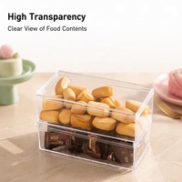 Boîte d'emballage alimentaire rectangulaire transparente personnalisée en PS avec couvercle pour pâtisseries, snacks, desserts, salades, 11,5 cm, épaisseur 1 mm, JNH-019