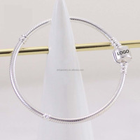 Bracelet pour femme en argent sterling 925 avec pendentif breloque et fermoir en argent, style perles tendance, DIY, motif os de serpent classique
