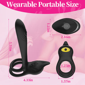 Offre Spéciale électrique Double anneau Couples partager vibrant fournitures érotiques verrouillage anneau de sperme hommes télécommande anneau vibrant - Product Image 5