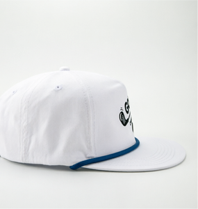 หมวกกอล์ฟสีขาว 5 ชิ้น แบบกำหนดเอง ปีกแบน หมวกกลางแจ้ง เชือกสีน้ำเงิน หมวกเบสบอลแบบ Snapback ของขวัญสำหรับงานกอล์ฟ - Product Image 2