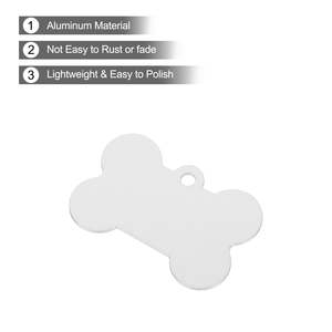 Étiquette d'identification de chien en forme d'os vierge en alliage d'aluminium imprimé UV pendentif de collier d'étiquette de nom d'animal de compagnie avec porte-clés pour la fabrication d'étiquettes Souvenirs - Product Image 6