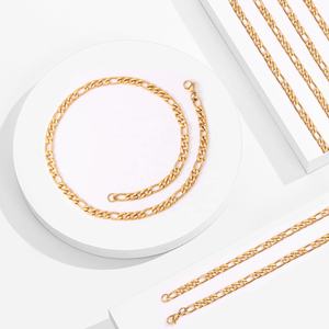 נירוסטה 18k זהב אמיתי מצופה פיגארו קישור שרשרת שרשרת לגברים נשים - Product Image 2