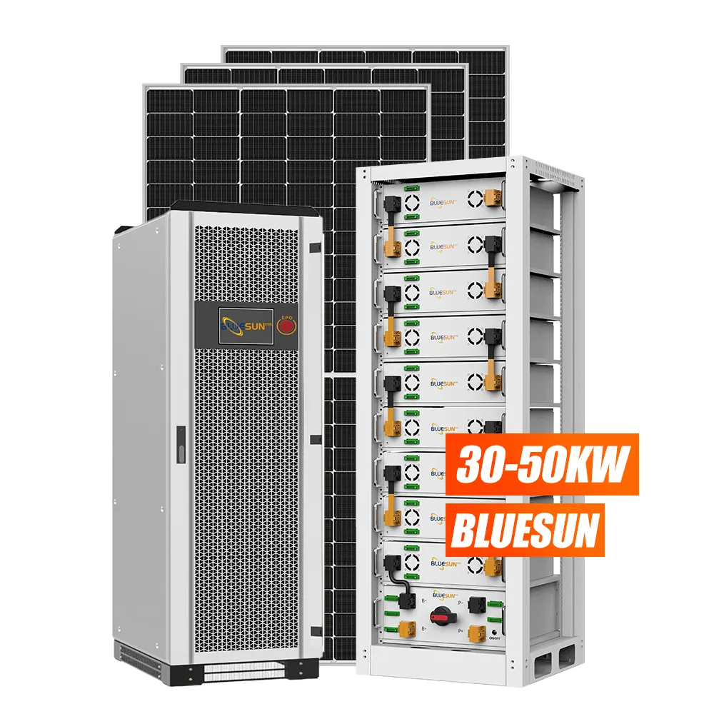 ब्लूसन फ्री डिजाइन संपूर्ण सेट सोलर पैनल सिस्टम 50kw 30kw हाइब्रिड सौर ऊर्जा प्रणाली घर के वाणिज्यिक उपयोग के लिए
