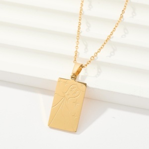 Großhandel Modische Trendige Hochwertige 18K Vergoldete Wasserdichte Schmuck Edelstahl Tarot-Karten Siegelanhänger Halskette - Product Image 4